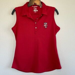 Cutter & Buck Sleeveless Polo Tank with Embroidered Bucky Badger Mascot Small